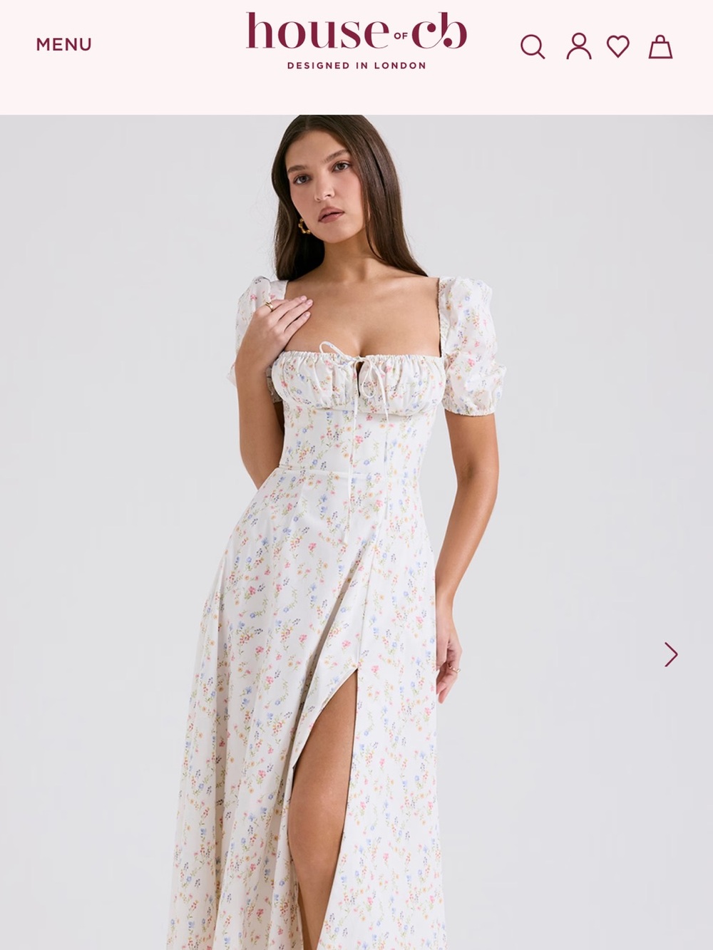 House of CB tallulah dress white posy print